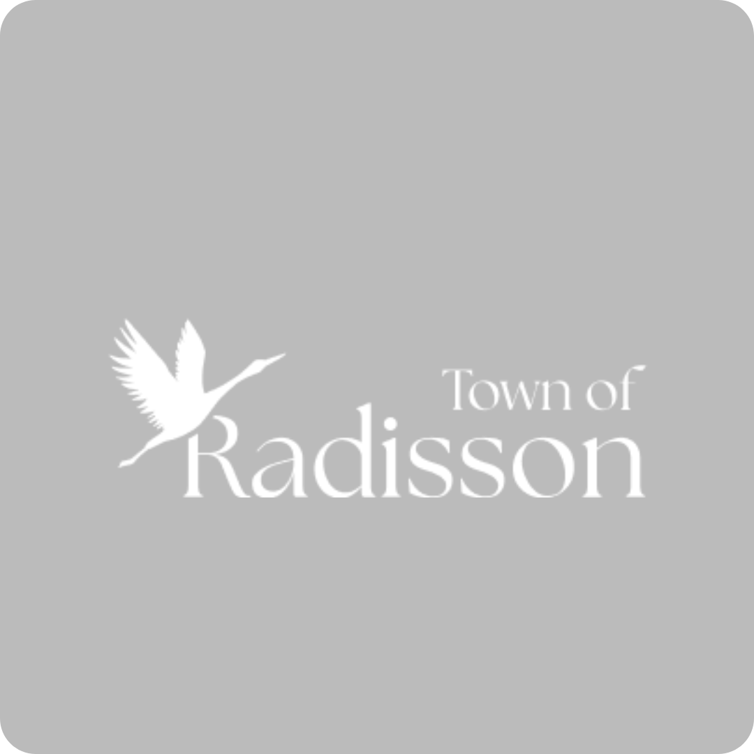 town of radisson logo grey background